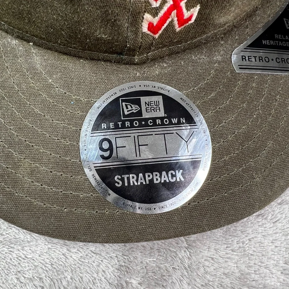 New Era Chicago White Sox Waxed Canvas 9FIFTY Strapback Hat Cap Adjustable Green